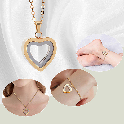 1Pc Stainless Steel Heart Pendant Urn Ashes Necklaces NJEW-CN0001-17G-1