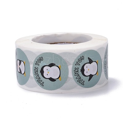 Flat Round Paper Thank You Stickers DIY-C042-12B-1