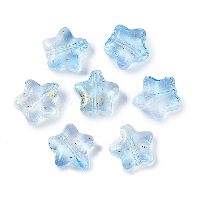 Transparent Spray Painted Frosted Glass Beads GLAA-NH0003-01H-1