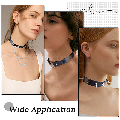 4Pcs 4 Styles Gothic Style Spiked Rivet Imitation Leather Chocker Necklaces NJEW-CL0001-19-1