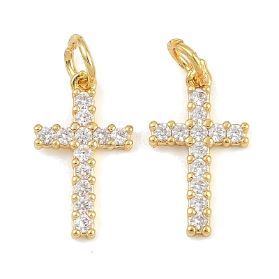 Brass Micro Pave Clear Cubic Zirconia Pendants CU-CBA3D67-04G-1