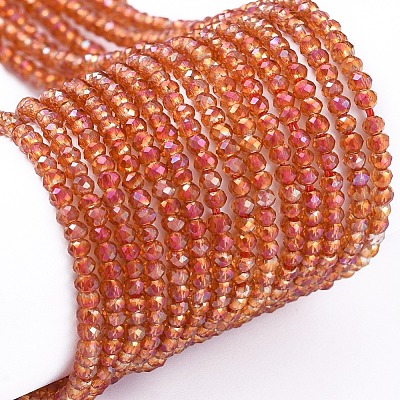 Electroplate Glass Beads Strands X-EGLA-F149-FR-03-1