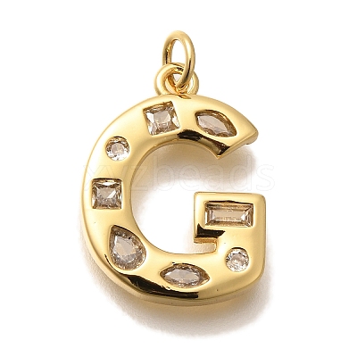 Brass Micro Pave Clear Cubic Zirconia Pendants KK-G521-01G-G-1