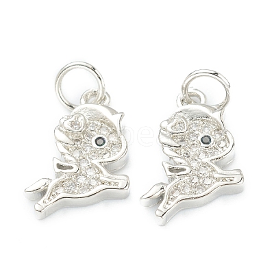 Brass Micro Pave Clear Cubic Zirconia Charms ZIRC-B010-35P-1