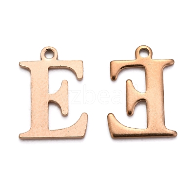Ion Plating(IP) 304 Stainless Steel Alphabet Charms STAS-H122-E-RG-1