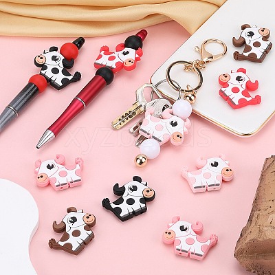 10Pcs 5 Colors Cow Silicone Focal Beads SIL-SC0001-59-1