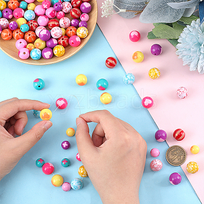 150Pcs 15 Style Opaque Acrylic Beads Sets SACR-PH0002-14-1