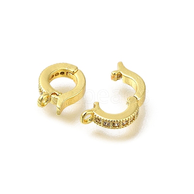 Rack Plating Brass Micro Pave Clear Cubic Zirconia Enhancer Shortener Bails KK-F883-12G-1
