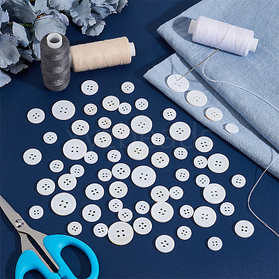 44Pcs 4 Style Natural Freshwater Shell Buttons BUTT-NB0001-68-1