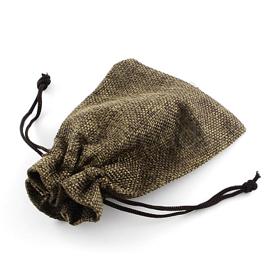 Polyester Imitation Burlap Packing Pouches Drawstring Bags ABAG-R005-9x12-05-1