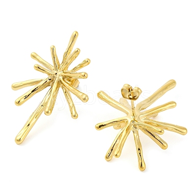 304 Stainless Steel Snowflake Stud Earrings for Women EJEW-U023-03G-1