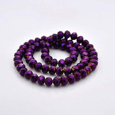 Full Plated Faceted Rondelle Glass Beads Strands GLAA-A024F-FP03-1