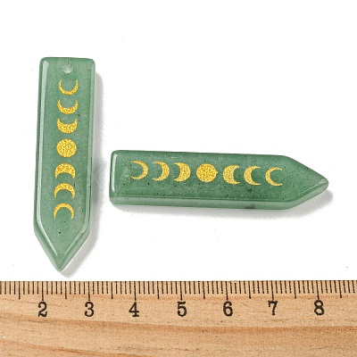 Natural Green Aventurine Moon Phase Pendants G-C145-01F-1