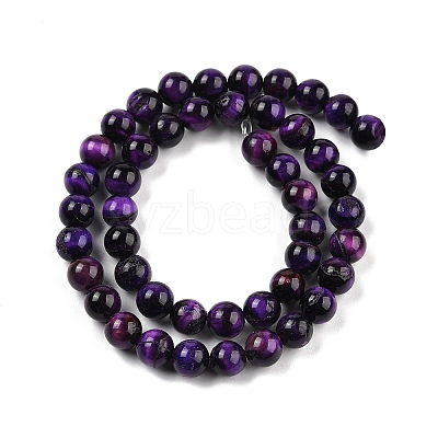 Grade B Natural Purple Tiger Eye Beads Strands G-F591-18-8mm-1