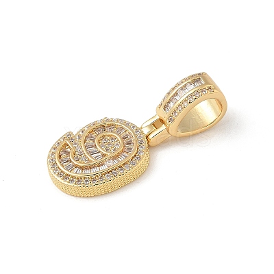 Brass Clear Cubic Zirconia European Dangle Charms LS-KK-R003-01G-09-1