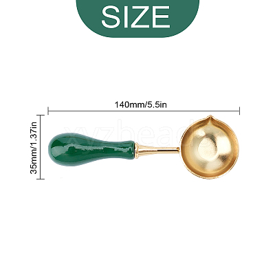 Wooden Handle Wax Sealing Stamp Melting Stainless Steel Spoon TOOL-WH0018-56LG-1