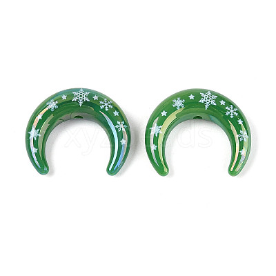 Christmas UV Plating Printed Opaque Acrylic Beads MACR-N018-07C-1