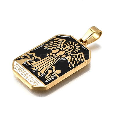 Tarot 304 Stainless Steel Enamel Pendants STAS-M119-09G-G-1