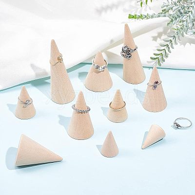 10Pcs 5 Style Wooden Ring Displays RDIS-FG0001-18-1