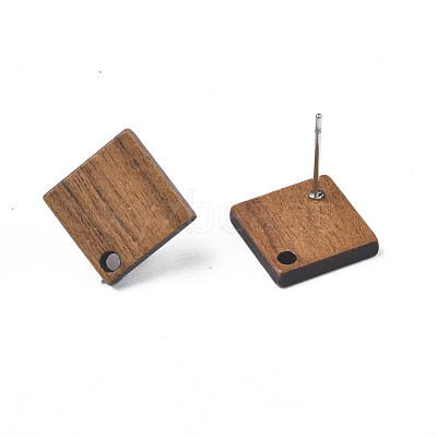 Walnut Wood Stud Earring Findings MAK-N033-004-1