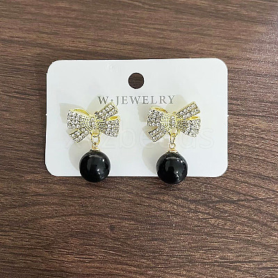 Alloy Crystal Rhinestone Bowknot Dangle Stud Earrings FS-WG0E442-03-1