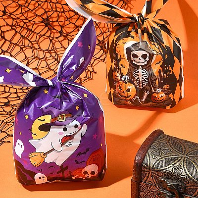 60Pcs 2 Styles Rabbit Shaped Halloween Candy Plastic Bags ABAG-FS0001-06-1