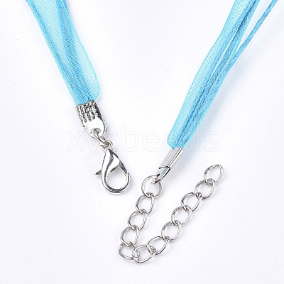 Waxed Cord and Organza Ribbon Necklace Making NCOR-T002-274-1
