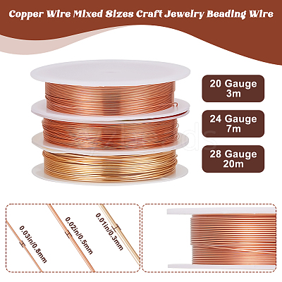 3Rolls 3 Styles Copper Jewelry Wire CWIR-BBC0001-05-1
