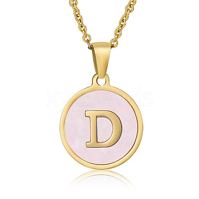 Natural Shell Initial Letter Pendant Necklace LE4192-17-1