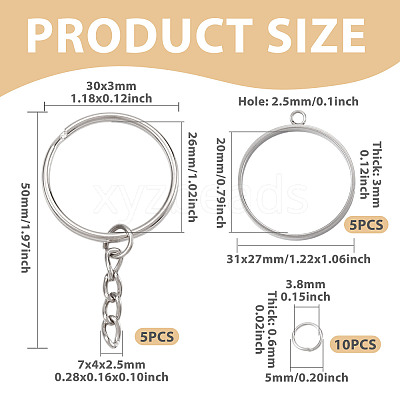5Pcs 304 Stainless Steel Open Back Bezel Pendants STAS-TAD0001-01G-1