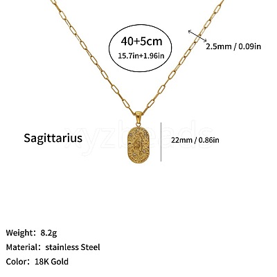 304 Stainless Steel Zodiac Constellation Pendant Paperclip Chain Necklaces ZP0058-11-1