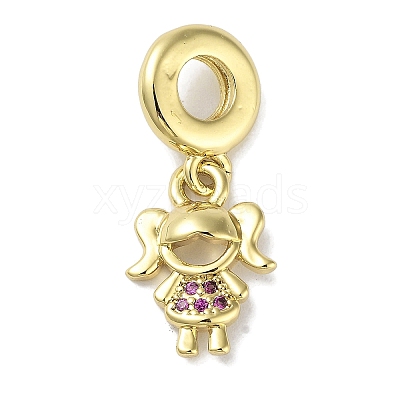 Rack Plating Brass Pave Cubic Zirconia European Dangle Charms X-KK-R163-08B-G-1