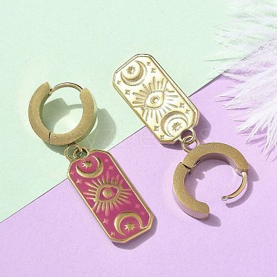 304 Stainless Steel Enamel Hoop Earrings for Women STAS-Z105-01G-05-1