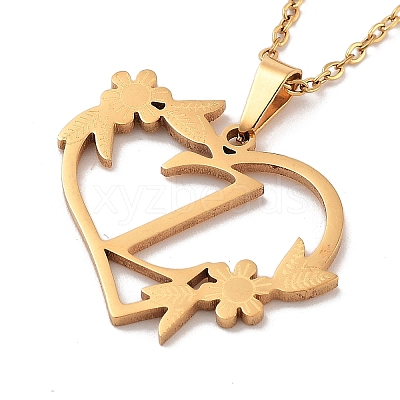 PVD Vacuum Plating 201 Stainless Steel Pendant Necklaces NJEW-R267-02Z-G-1