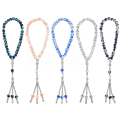 5Pcs 5 Colors Alloy Charm Bracelets BJEW-PH0004-68-1