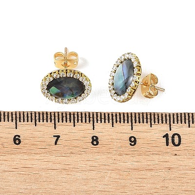 Paua Shell & Brass Stud Earrings for Women EJEW-JE07472-01-1