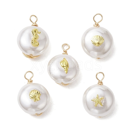 ABS Plastic Imitation Pearl Pendants PALLOY-JF02601-04-1