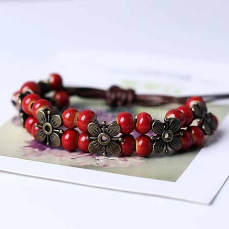 Alloy & Handmade Porcelain Bead Braided Bead Bracelets for Women FS-WGAE4F4-04-1