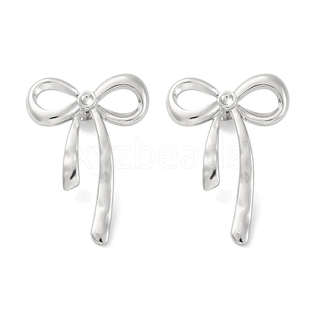 304 Stainless Steel Bowknot Stud Earrings EJEW-D281-03S-1