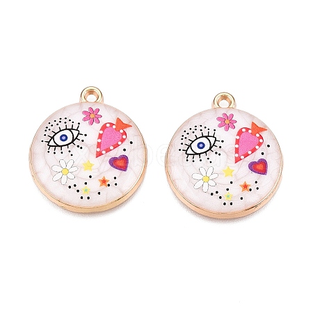 Printed Rack Plating Alloy Enamel Pendants ENAM-T020-02E-1