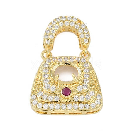 Brass Micro Pave Clear Cubic Zirconia Pendant Cabochon Settings KK-U026-06G-1