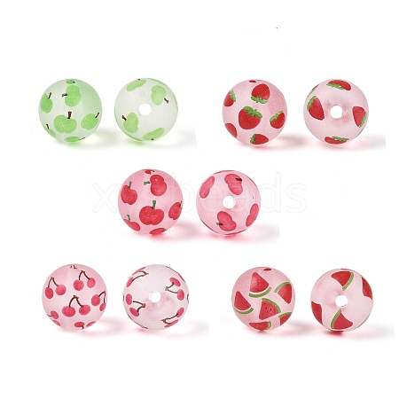 Transparent Frosted Acrylic Beads FACR-T008-03-M-1
