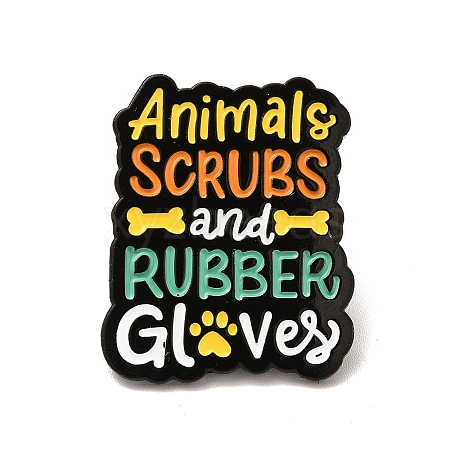 Word Animals Scrubs and Rubber Gloves Enamel Pin JEWB-I022-06E-1