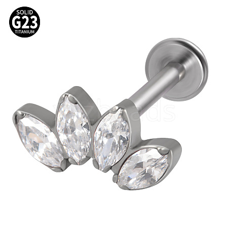 G23 Titanium with Cubic Zirconia Threadless Labrets WGA6216-19-1