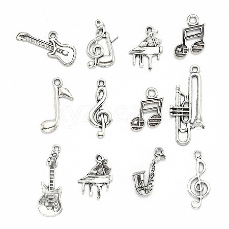 Mixed Music Theme Tibetan Style Alloy Pendants TIBEP-X0155-AS-1