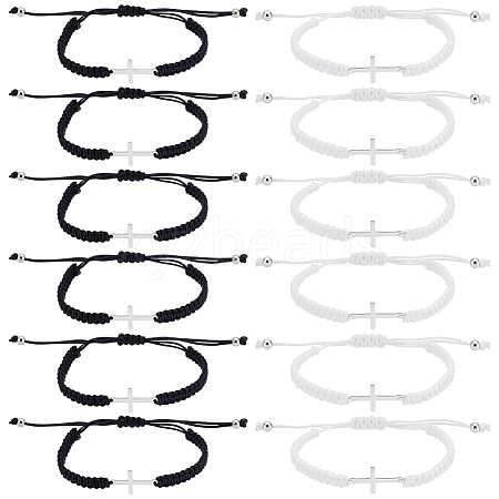12Pcs 2 Styles Adjustable Polyester Thread Braided Bracelets for Women Men BJEW-UN0001-88A-1