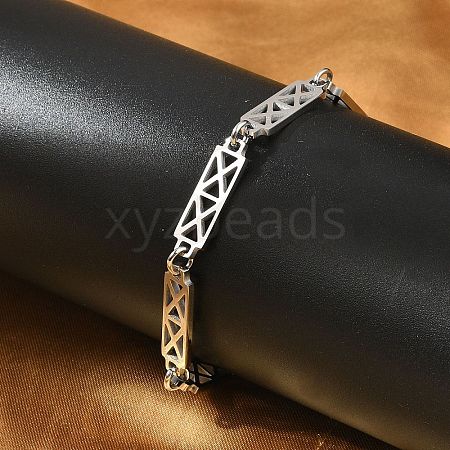 304 Stainless Steel Rectangle Link Bracelets for Men & Women BJEW-D042-31P-1