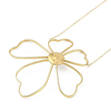 Ion Plating(IP) 304 Stainless Steel Cable Chain Flower Pendant Necklaces for Women NJEW-K276-02G-1