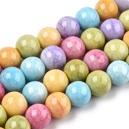 Opaque Crackle Glass Round Beads Strands X-GLAA-T031-10mm-01D-1