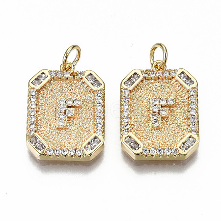 Brass Micro Pave Clear Cubic Zirconia Pendants KK-S356-234F-G-NF-1